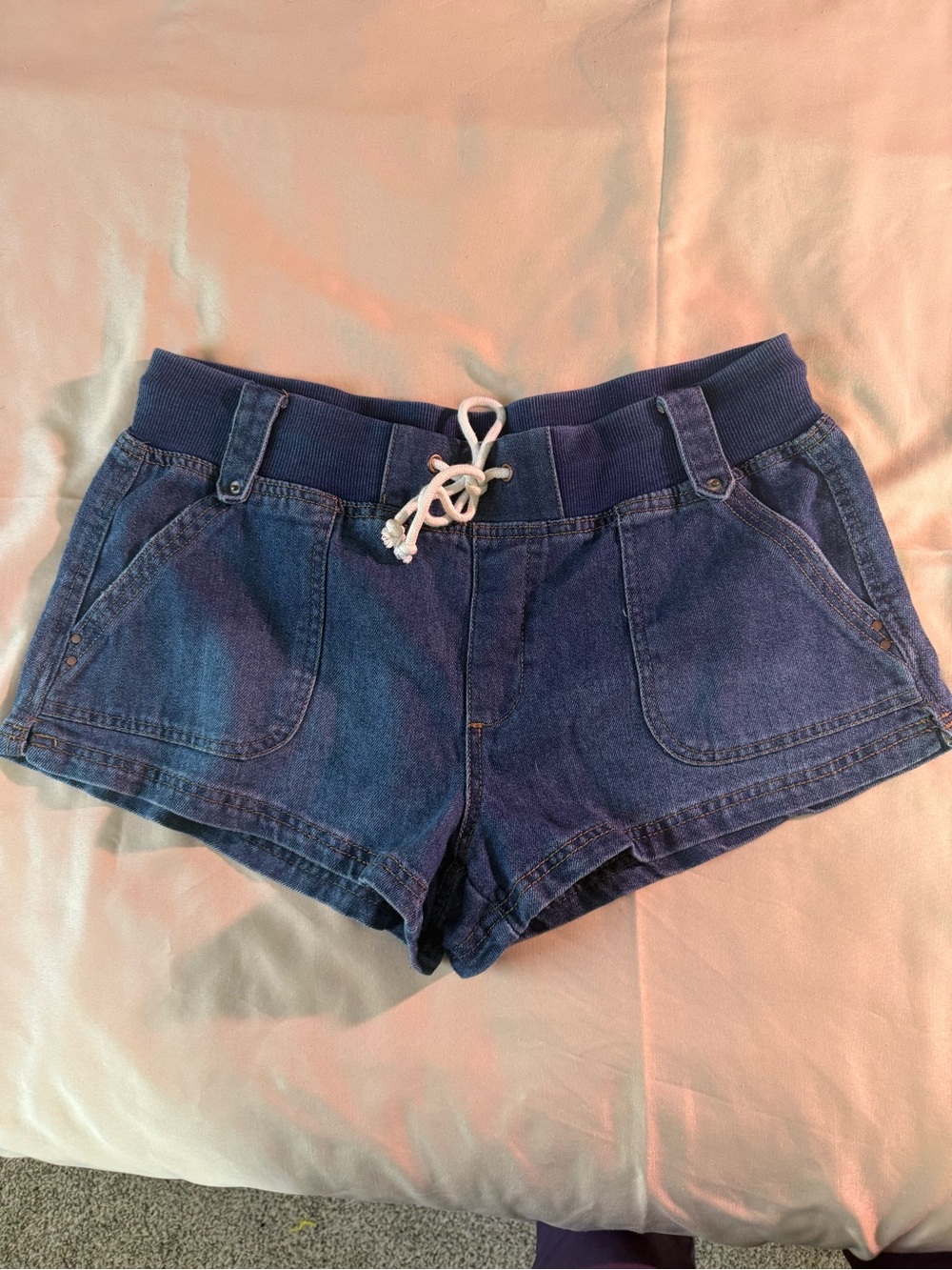 Vanilla Star Dark Blue Denim Drawstring Shorts